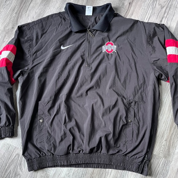 Vintage Nike Team Ohio State Buckeyes Jacket 1/4 zip jacket mesh lined vented xl - Picture 3 of 13